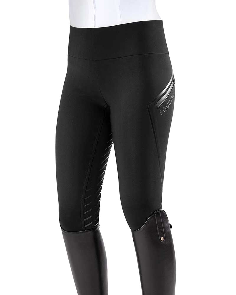 Mallas con cintura ancha elástica negros (grip culera) para mujer - Equiline