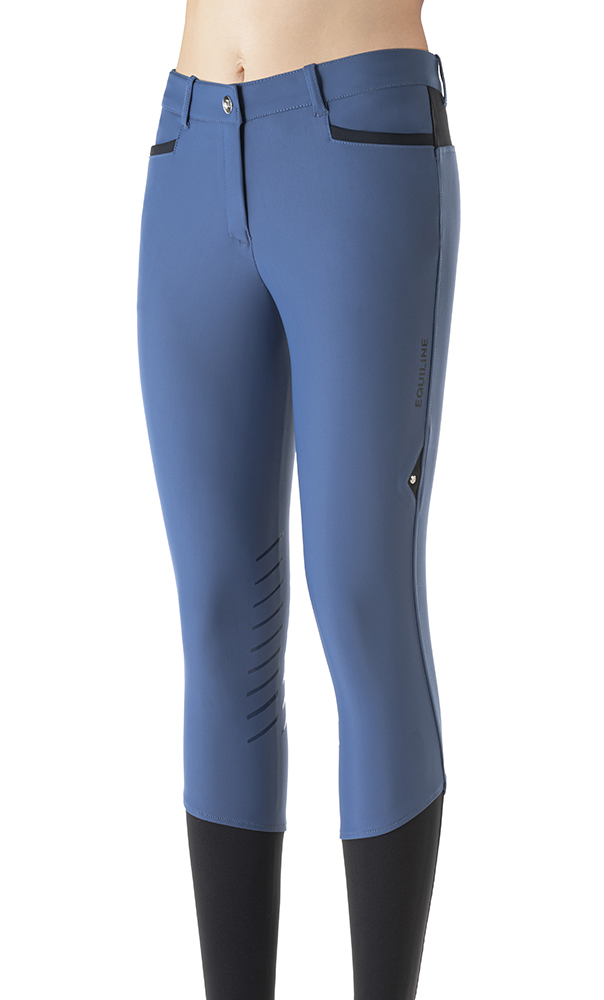 Pantalones de montar a caballo azules (grip rodilla) para mujer Cepik - Equiline