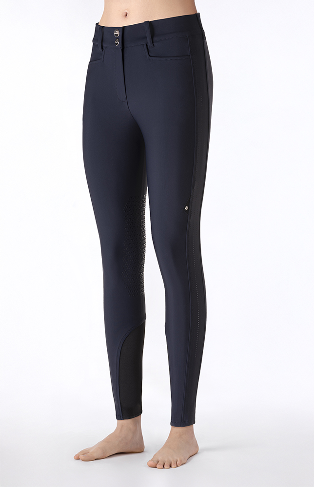 Navy blue high-waist riding breeches (knee grip) for women Endrakh - Equiline