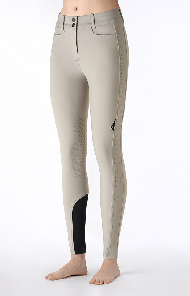Beige high-waist riding breeches (knee grip) for women Endrakh - Equiline