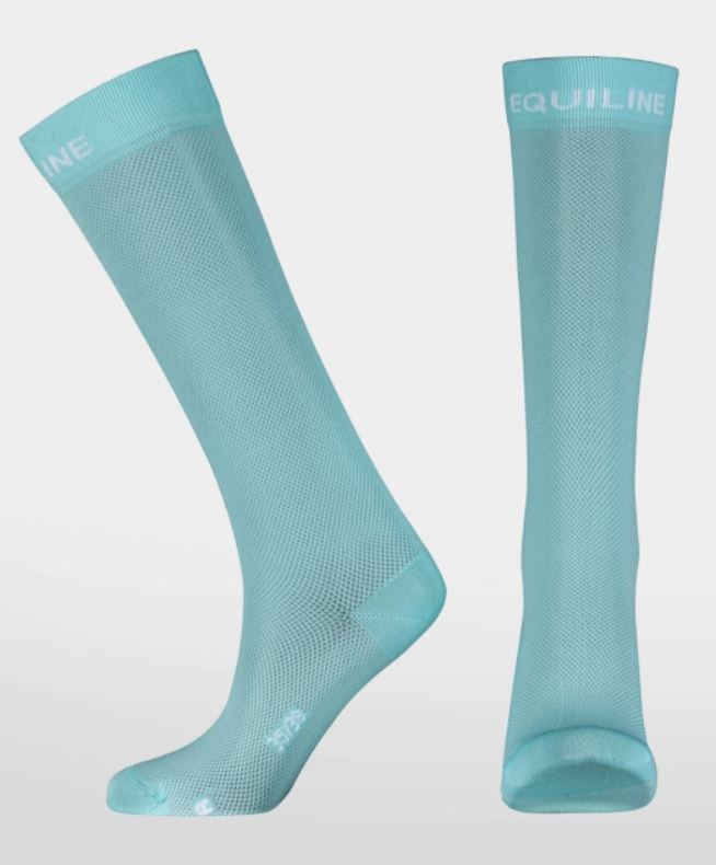 Chaussettes hautes (unisexe) aigue-marine avec logo frontal blanc - Equiline