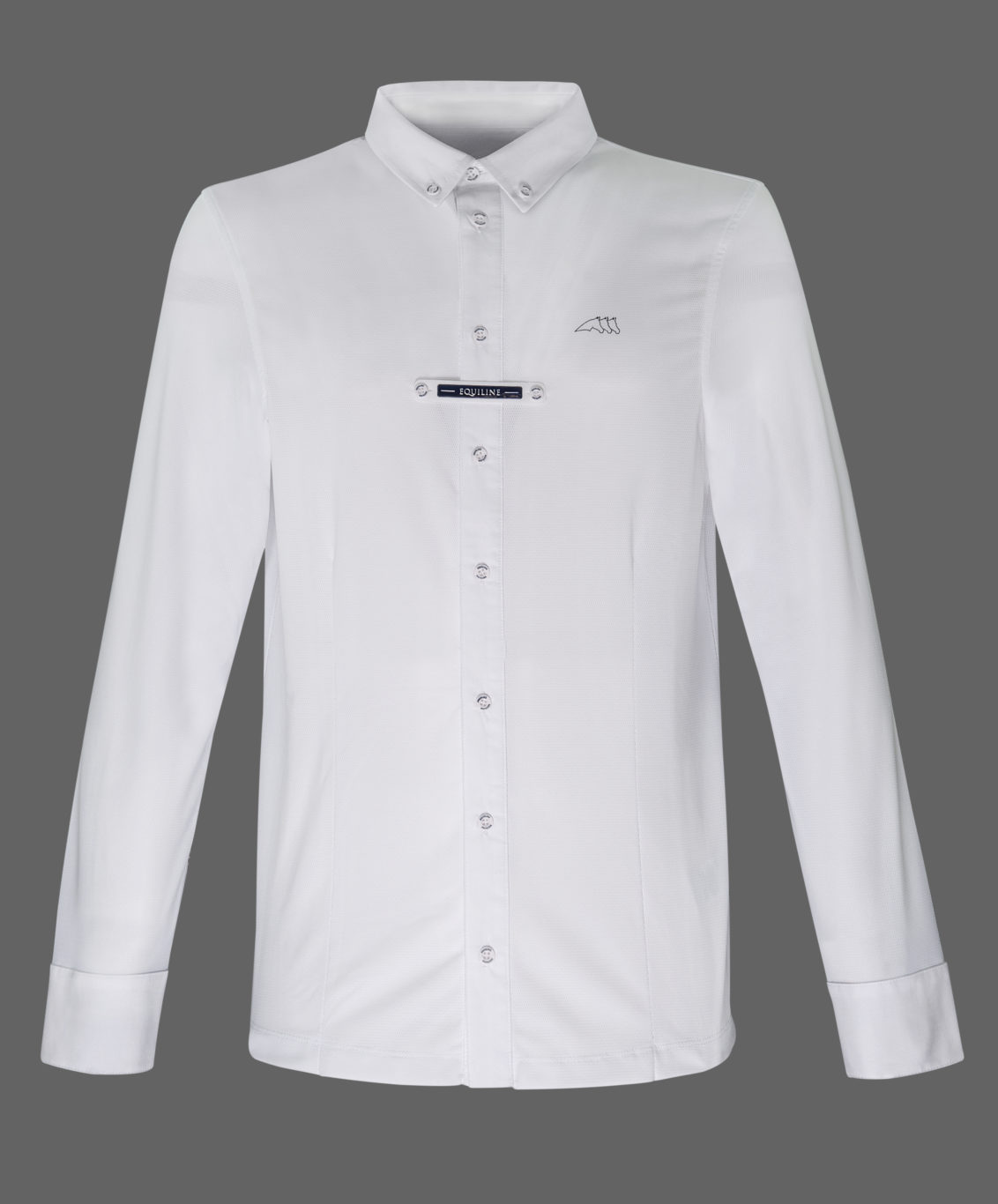 Chemise de compétition à manches longues pour homme modèle Lauris blanc - Equiline