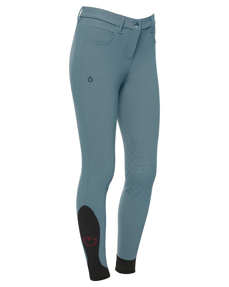 Pantalons gris bleuté avec poches (grip aux genoux) pour fille - Cavalleria Toscana