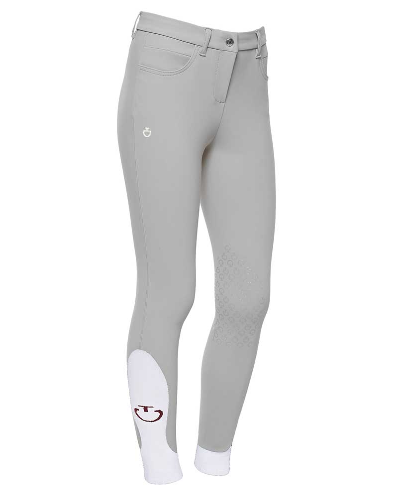 Pantalons gris clair avec poches (grip aux genoux) pour fille - Cavalleria Toscana
