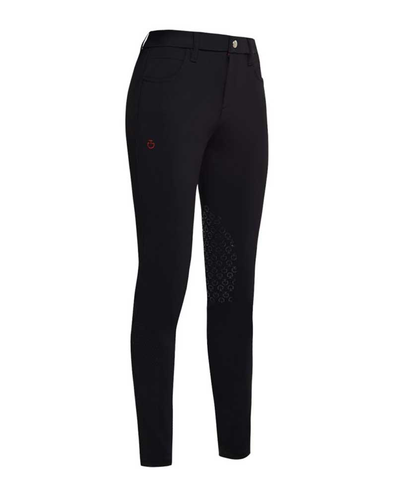 Black perforated horse riding pants (knee grip) for girl - Cavalleria Toscana