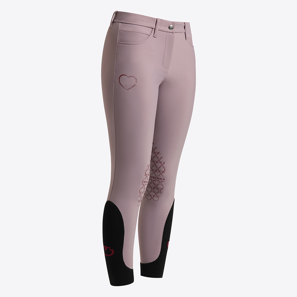 Pantalons lilas foncé avec grip au genou et imprimé de mini corazones pour fille - Cavalleria Toscana