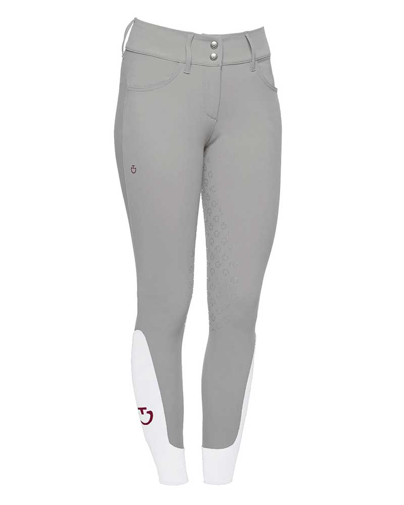 Pantalons gris clair de taille haute et large (grip à fond intégral) pour femme - Cavalleria Toscana