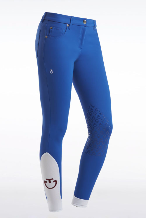 Pantalons d'équitation bleu (grip aux genoux) pour femme - Cavalleria Toscana