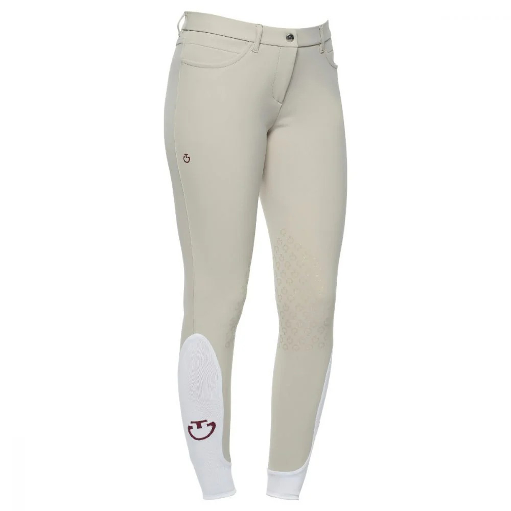 Pantalons d'équitation beige clair avec grip silicone au genou pour femme - Cavalleria Toscana