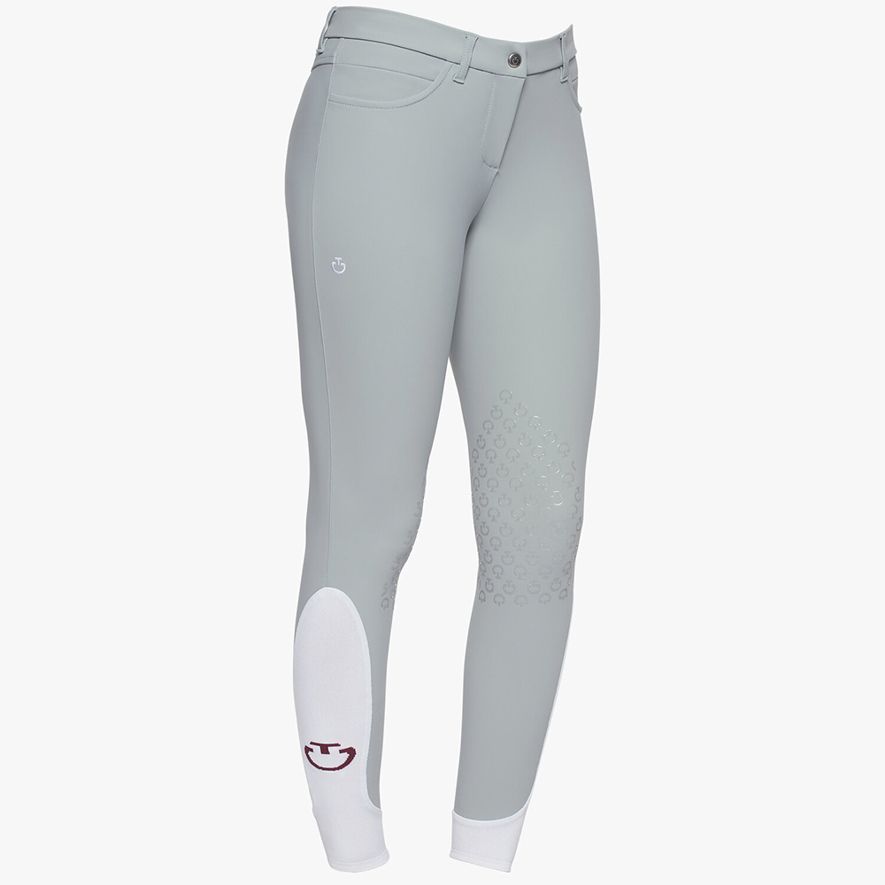 Pantalons d'équitation a cheval gris clair avec grip en silicone en la rodilla pour femme - Cavalleria Toscana