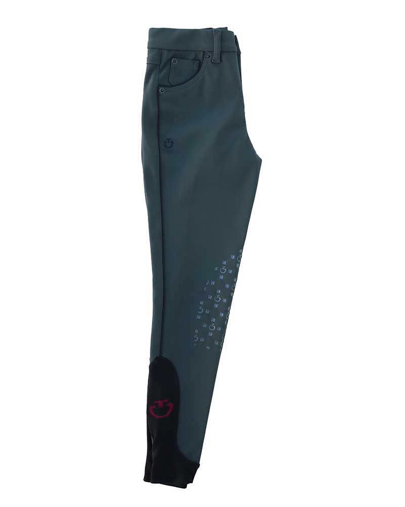 Pantalons gris foncé avec poches et passepoils noir (grip aux genoux) junior unisexe - Cavalleria Toscana