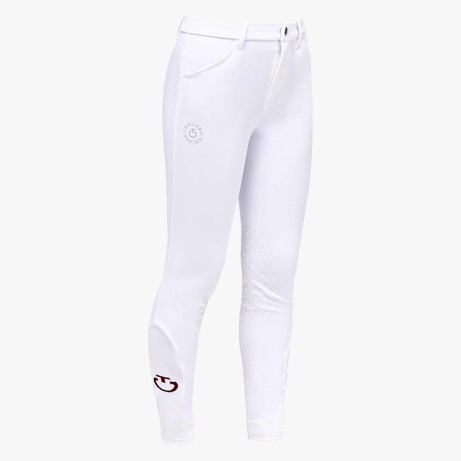 Pantalons blanc avec poches et brodé (grip aux genoux) junior unisexe - Cavalleria Toscana