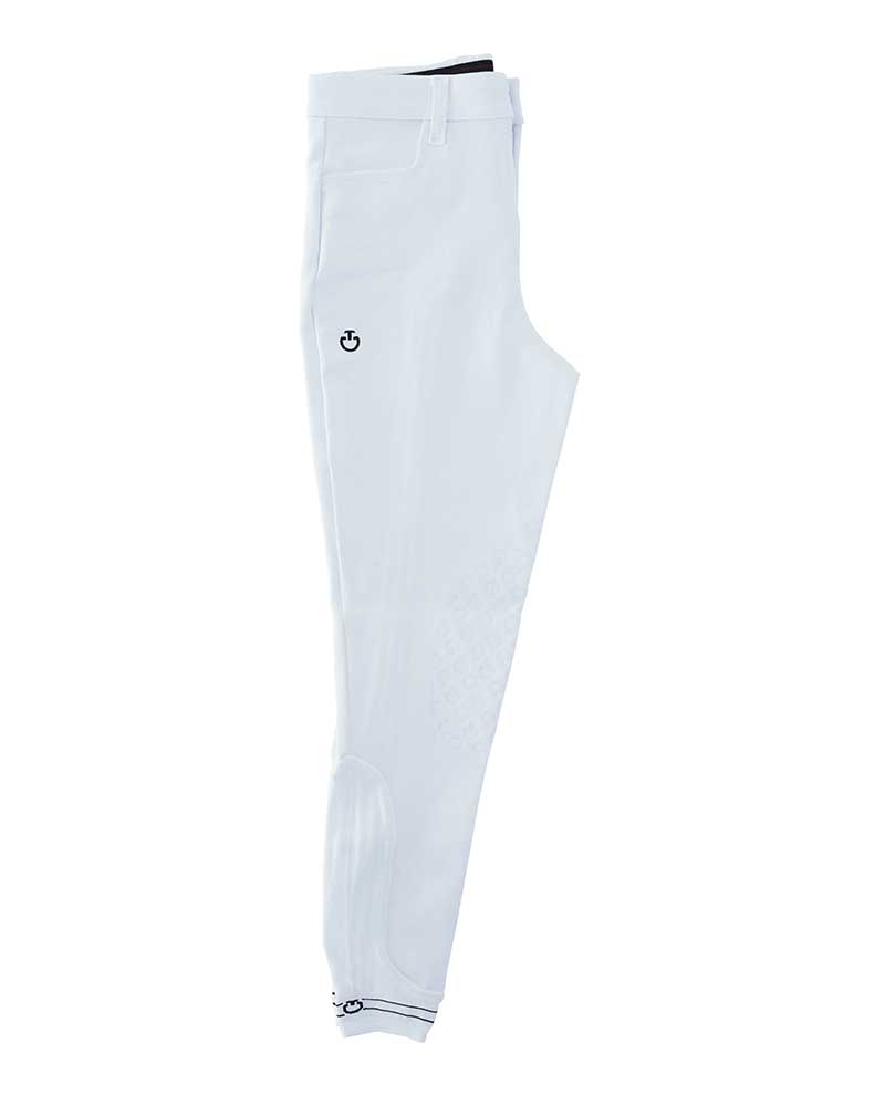 White Piqué Riding Pants with Pockets and Knee Grip for Boys - Cavalleria Toscana