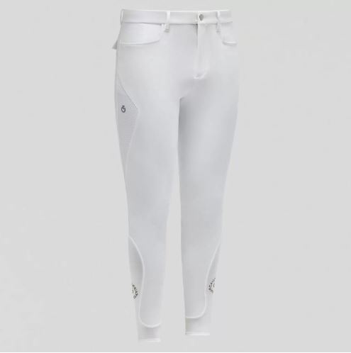 White horse riding pants (knee grip) with top ventilation for men - Cavalleria Toscana