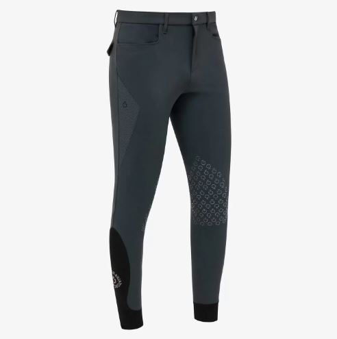 Gray horse riding pants (knee grip) with top ventilation for men - Cavalleria Toscana