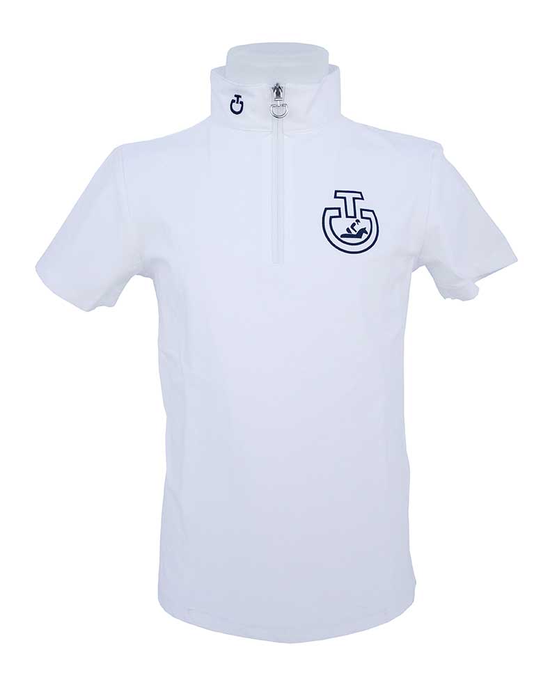 Polo de competición de manga corta blanco para niña - Cavalleria Toscana