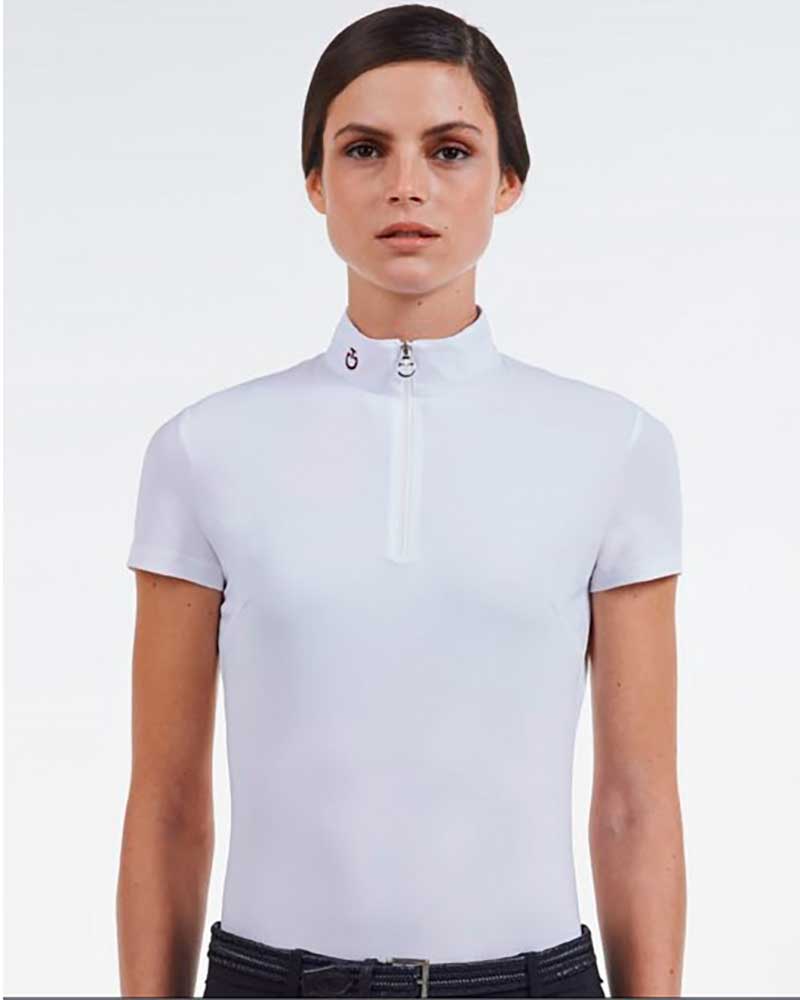 Basic short-sleeved white competition polo for woman - Cavalleria Toscana