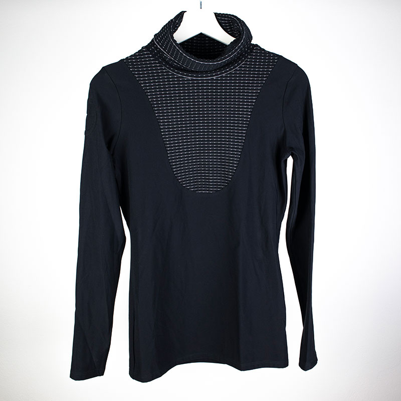 T-shirt à manches longues d'entraînement noir avec col haut pour femme - Cavalleria Toscana