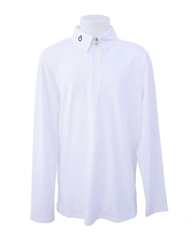 Long-sleeve white competition fleece polo for boys - Cavalleria Toscana
