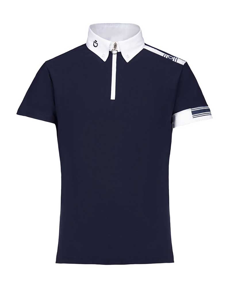 Polo de compétition à manches courtes bleu marine avec détails de Leggings pour garçon - Cavalleria Toscana