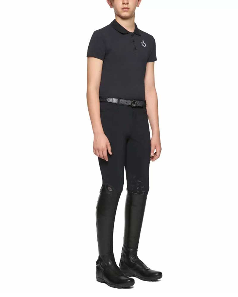 Polo de piqué de manga corta azul marino junior unisex - Cavalleria Toscana