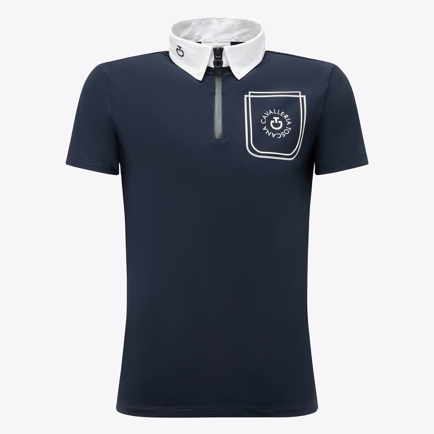 Polo de manga corta azul marino con el logo de la marca para niño - Cavalleria Toscana