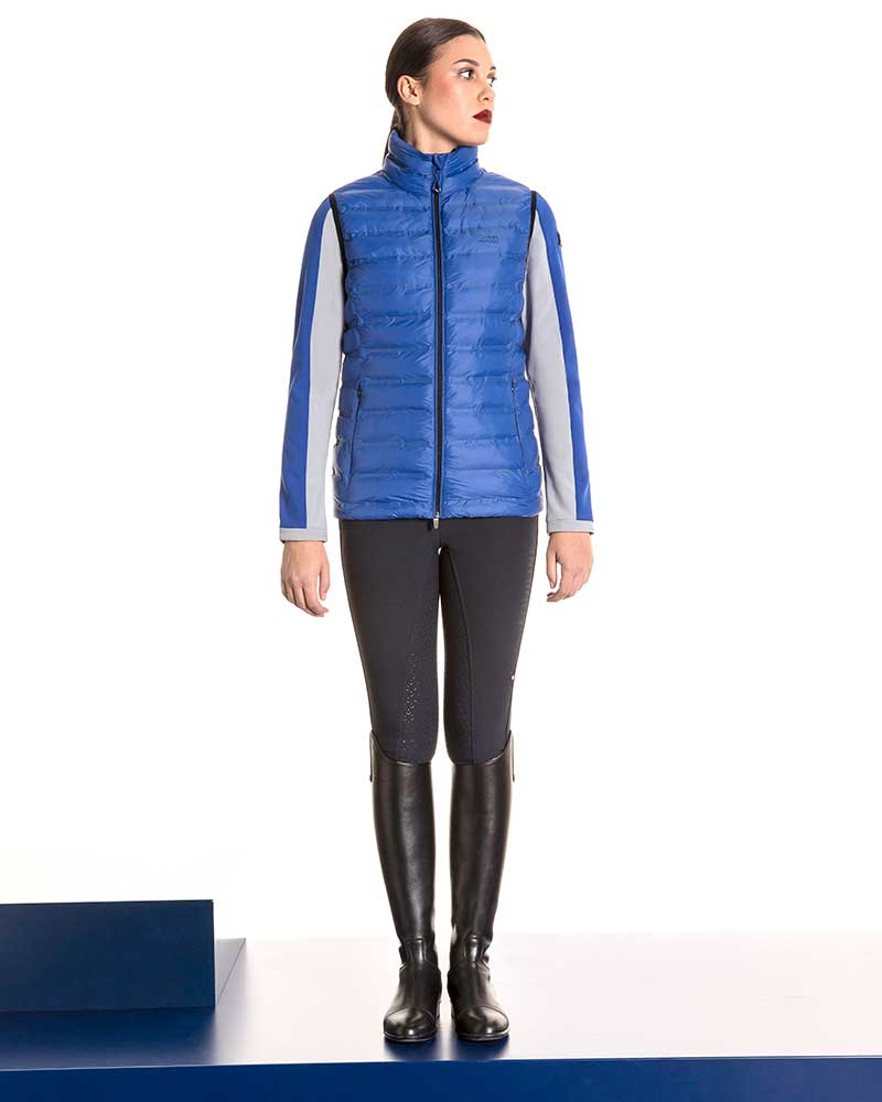 Gilet matelassé bleu à col haut pour femme Ambra - Equiline
