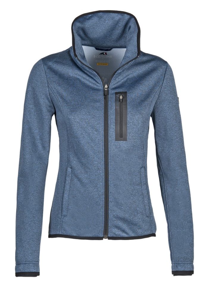 Veste bleu denim imperméable avec détails en noir pour femme modèle Tessa - Equiline