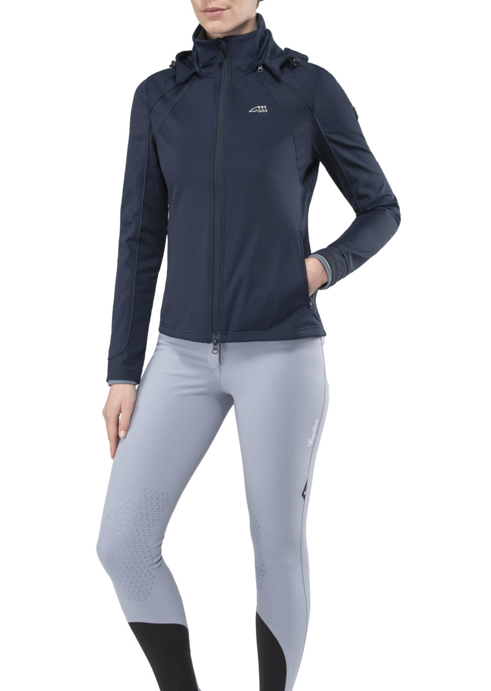 Navy blue softshell jacket with hood for women Eudora - Equiline