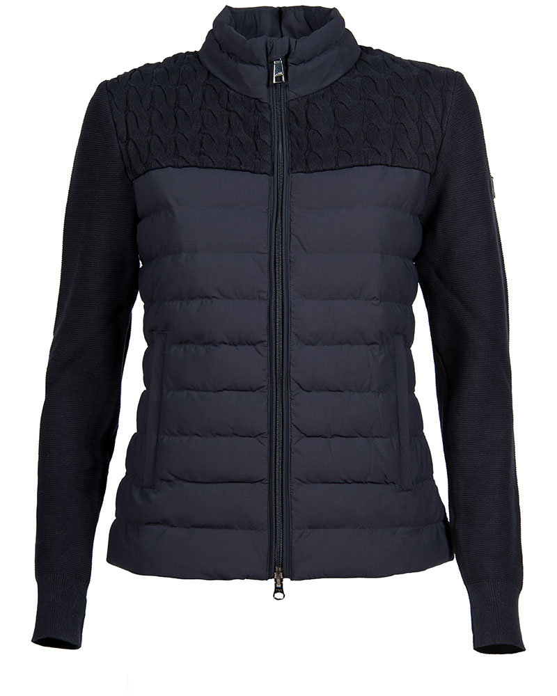 Veste softshell bleu marina avec manches en maille pour femme Emaie - Equiline