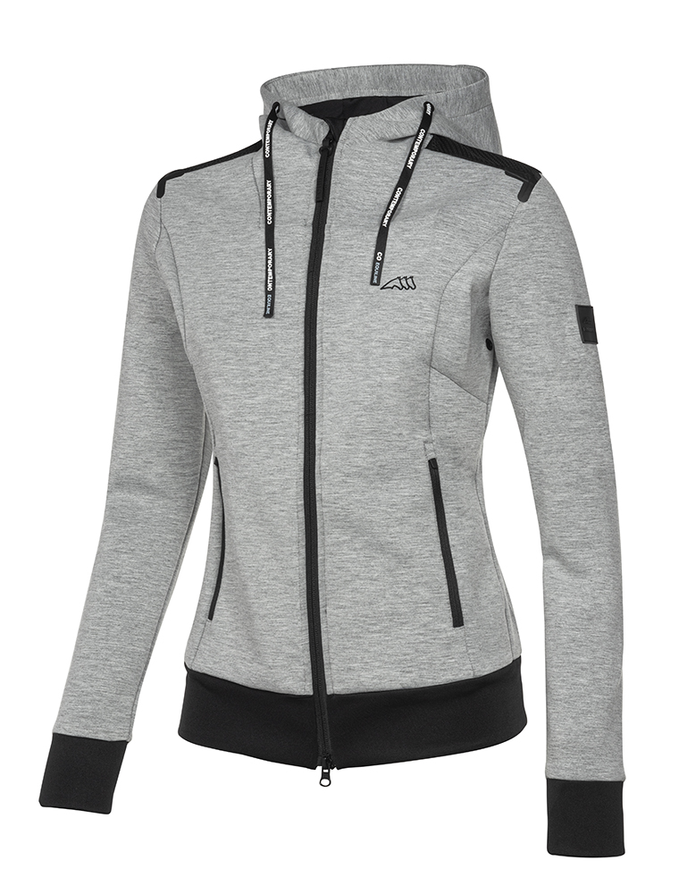 Grey technical full-zip hooded training jacket for women Cerriec - Equiline