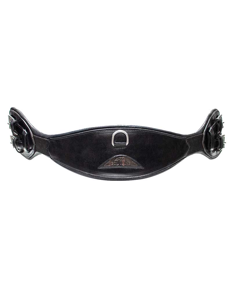 Black leather anatomic dressage girth (60cm) with elastic tape - Equiline