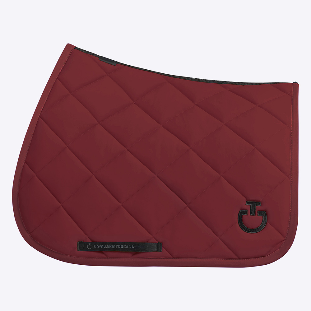 Burgundy Jump Saddle Pad with Black Embroidered Logo Diamond Quilted - Cavalleria Toscana
