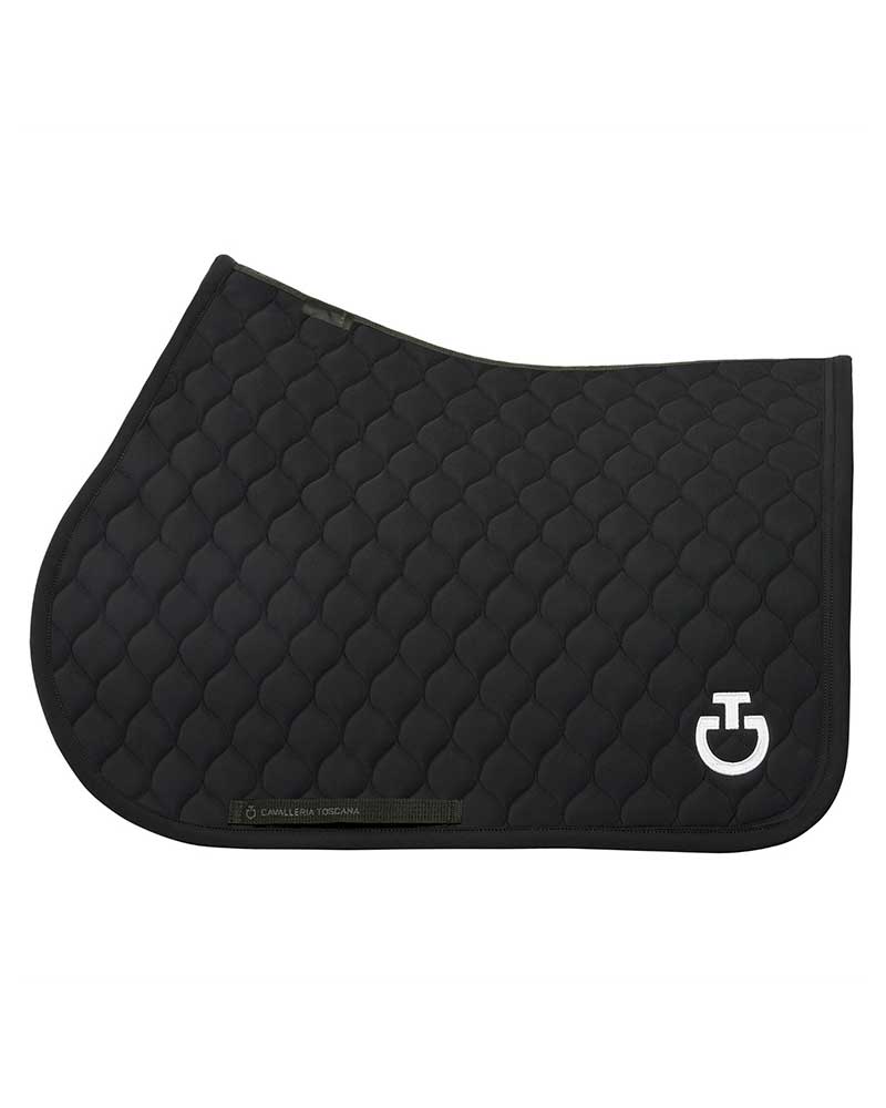 Sudadero de salto negro con logo bordado blanco para caballo y pony Costura circular - Cavalleria Toscana