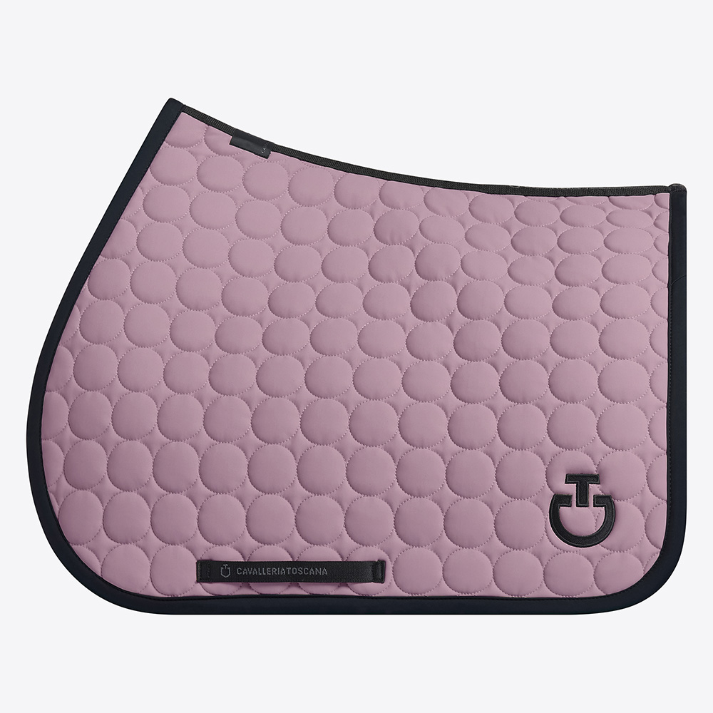 Lilac jumping saddle pad with circular quilting and black logo for horse and pony Circle Quilted - Cavalleria Toscana