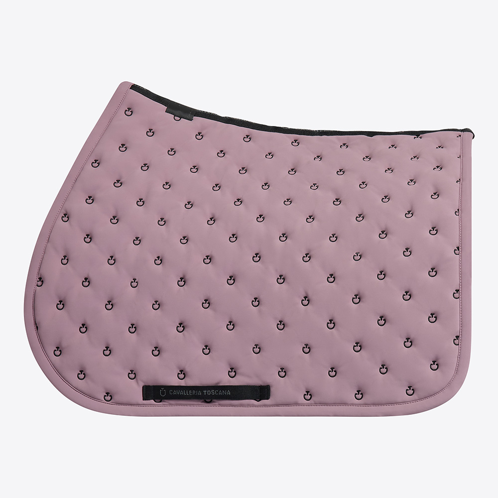 Lilac quilted jumping saddle pad with embroidered micro logos for horse and pony - Cavalleria Toscana