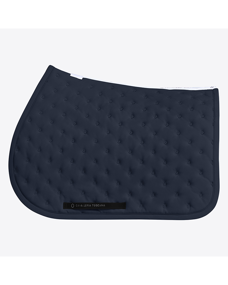 Navy quilted jumping saddle pad with embroidered micro logos for horse and pony - Cavalleria Toscana