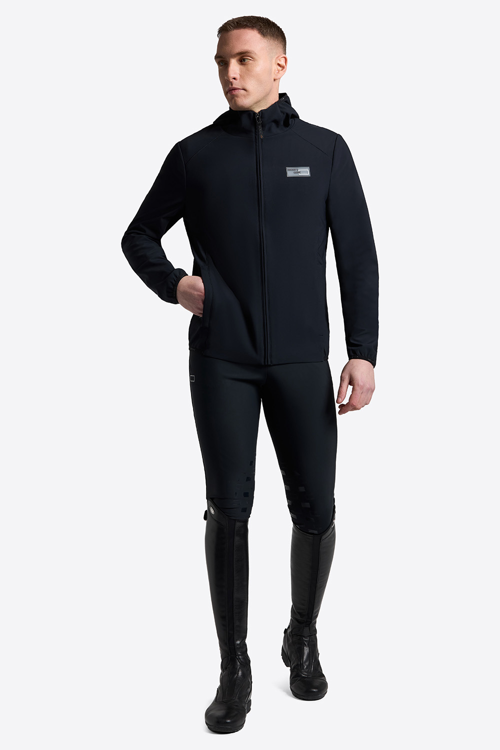 Veste softshell bleu marine à capuche zippée pour homme - RG