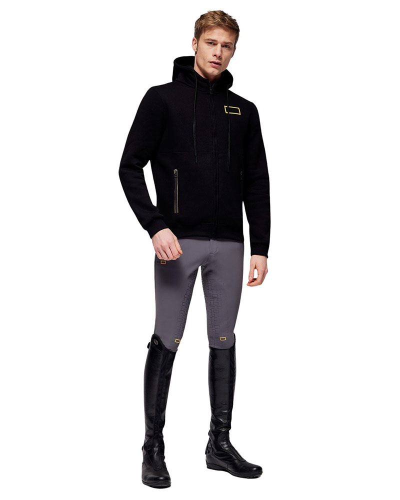 Sweat zippé à capuche noir en coton pour homme - RG