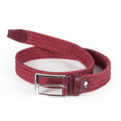 Unisex Elastic Braided Cotton Belt – Burgundy – Double Braid - Equiline