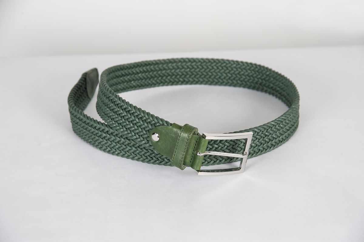 Green Unisex Braided Elastic Cotton Belt – Double Braid Model - Equiline
