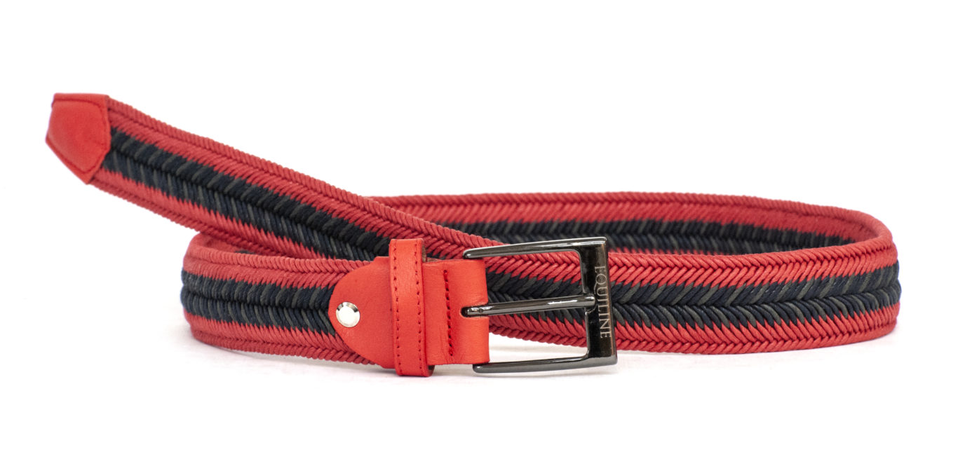 Unisex braided cotton belt red, dark green and navy blue – Poluo - Equiline