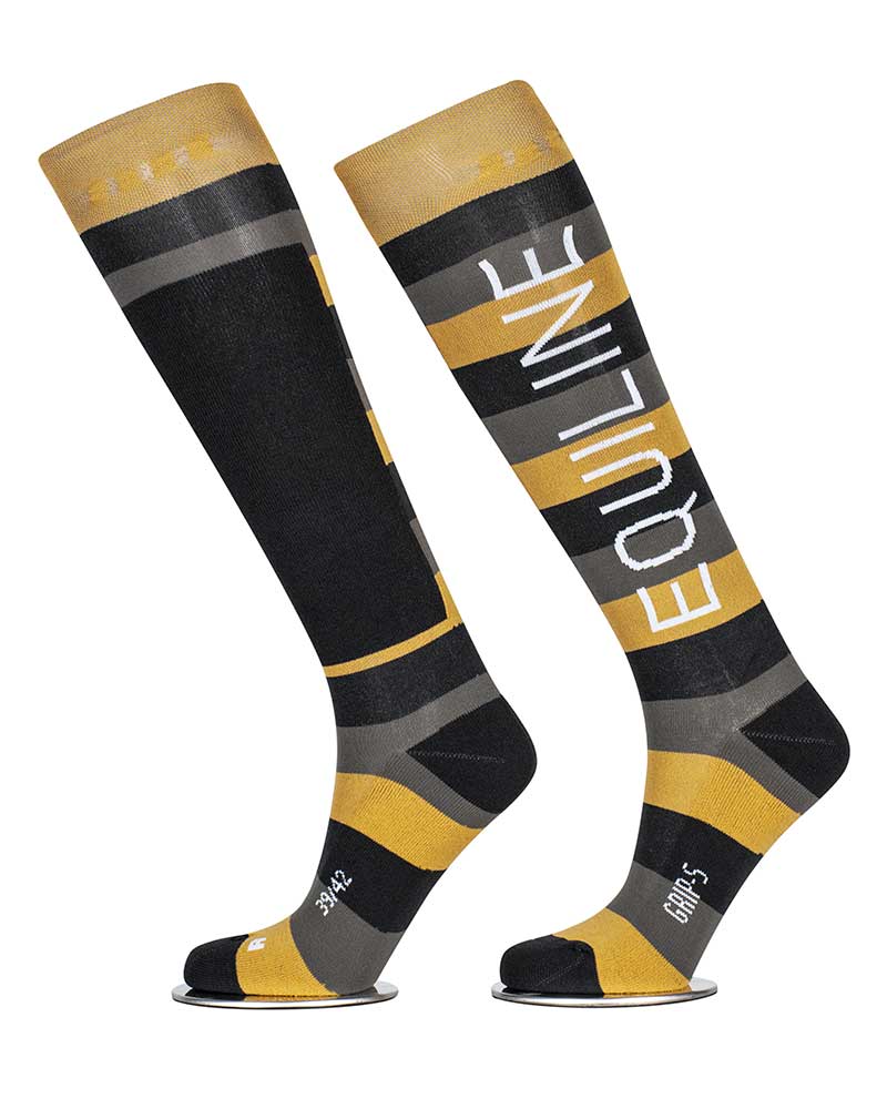 High socks striped yellow, black and grey with inner grip – Kunzite - Equiline