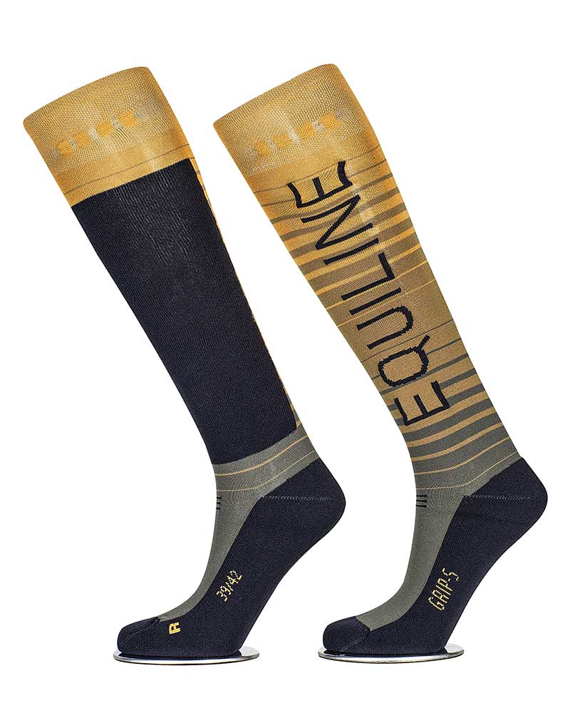 Chaussettes hautes à rayures degradado en jaune avec grip à l'intérieur- Quartz - Equiline