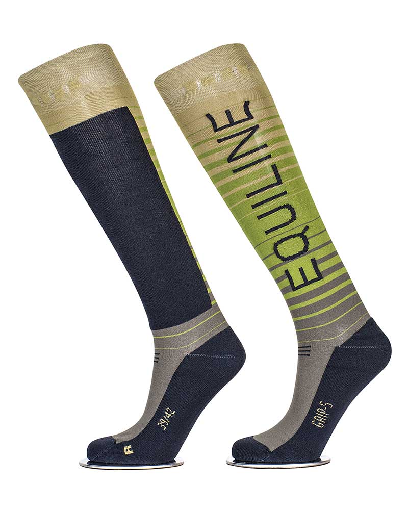 Chaussettes hautes à rayures degradado en vert avec grip à l'intérieur- Quartz - Equiline