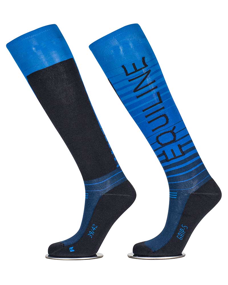 High socks striped gradient in blues with inner grip – Quartz - Equiline