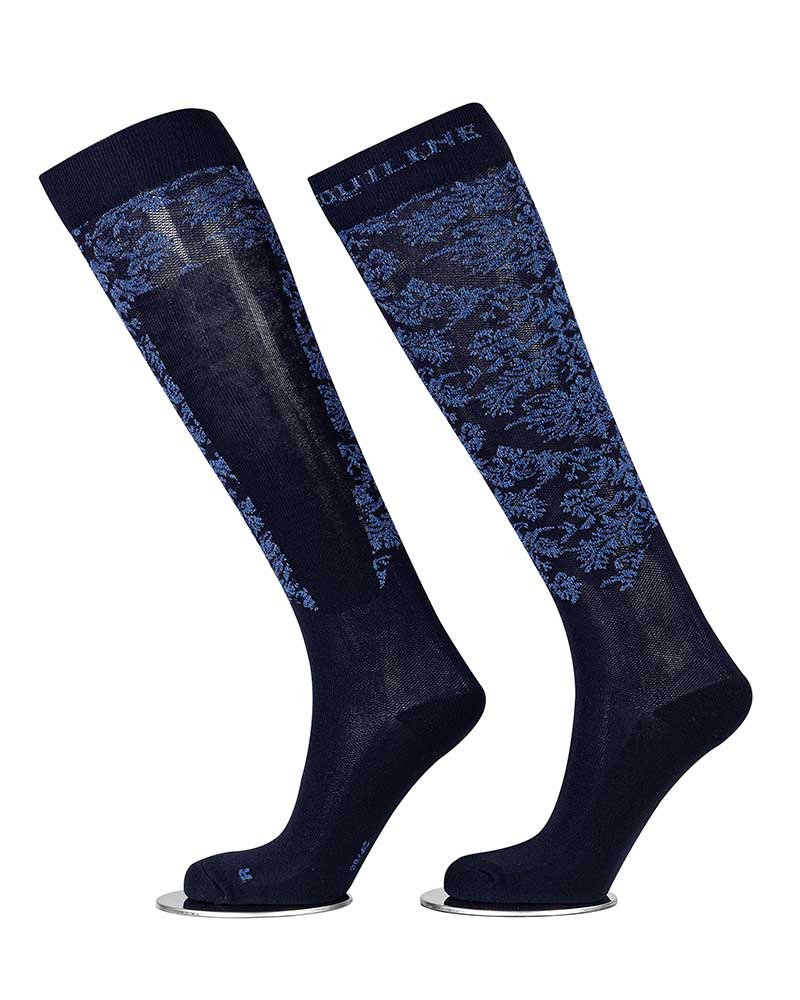 Chaussettes fins altos bleu marine avec imprimé clair à paillettes Giudith - Equiline