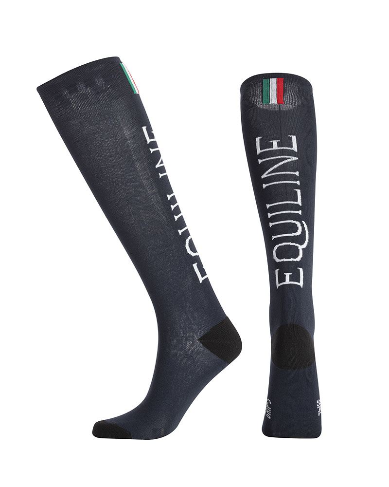 Navy Blue Tall Riding Socks with Print Cliff - Equiline