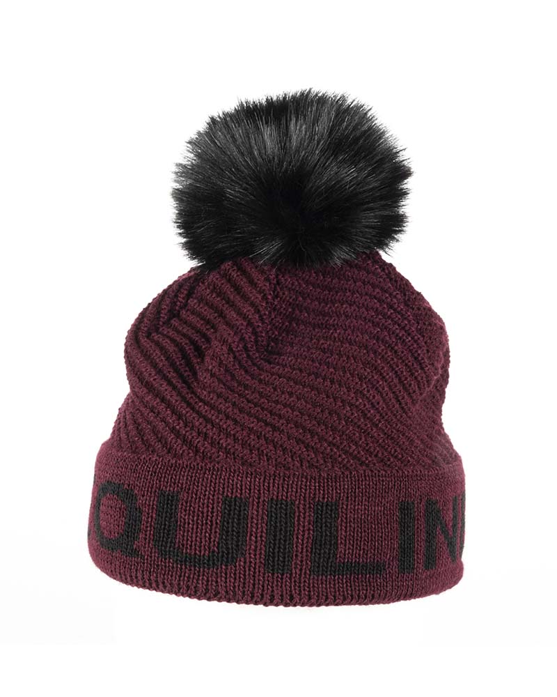 Burgundy knitted hat with black pompom Claficp - Equiline