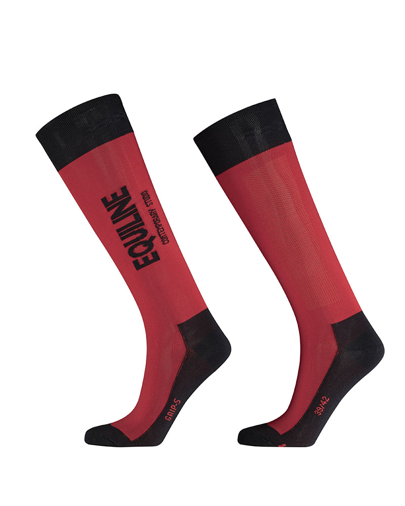 Red high-top socks with vertical logo Cerlic - Equiline